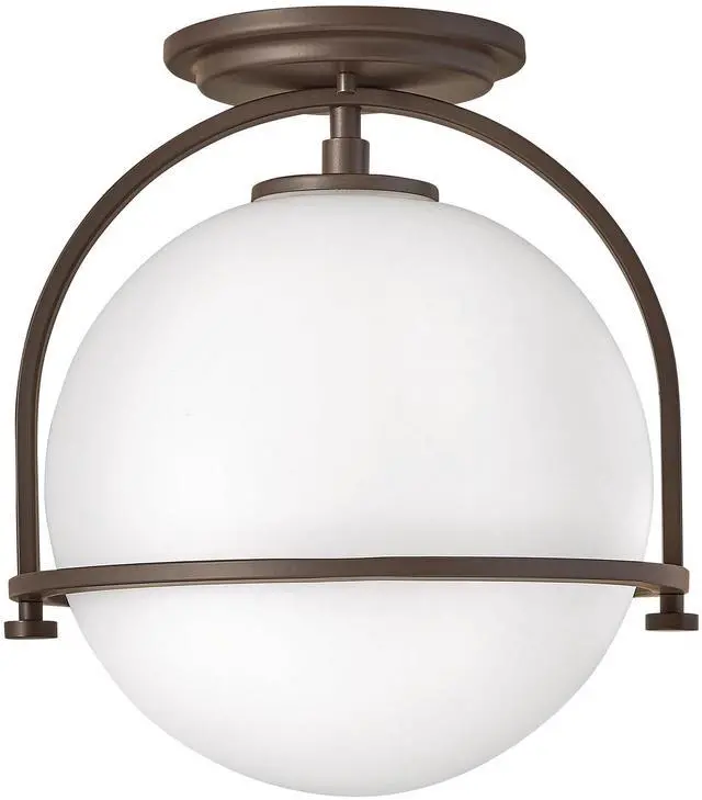 Main image of Somerset 3403KZ Small Semi-Flush Mount Ceiling Light, Etched Opal Globe, Vintage Chic, Buckeye Bronze