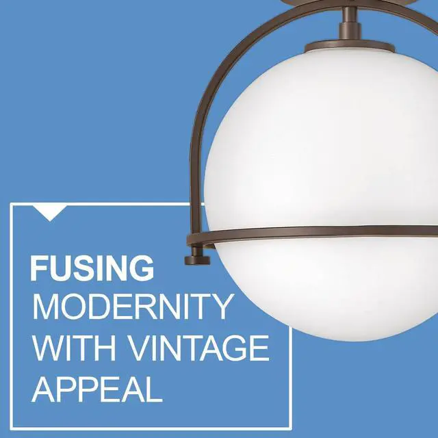Alt view image 4 of 6 - Somerset 3403KZ Small Semi-Flush Mount Ceiling Light, Etched Opal Globe, Vintage Chic, Buckeye Bronze
