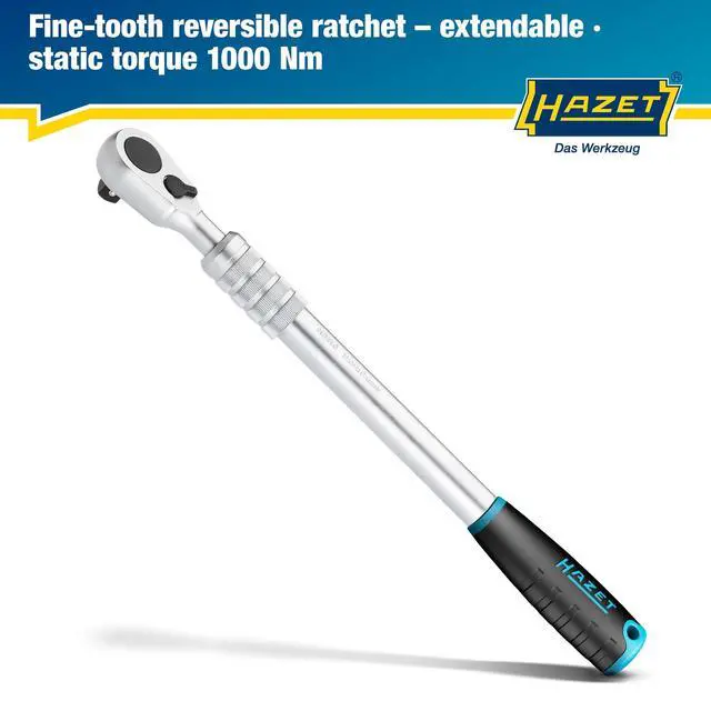 Alt view image 2 of 6 - Hiper Fine-Tooth Reversible Ratchet 916HPLG I 12.5 Mm (1/2 Inch) Square Drive, Small Operating Angle (4 Degrees), With Ball Lock I Extra Long Version, Infinitely Extendable