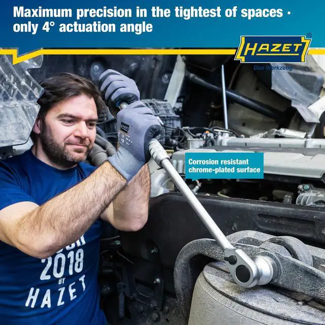 Alt view image 4 of 6 - Hiper Fine-Tooth Reversible Ratchet 916HPLG I 12.5 Mm (1/2 Inch) Square Drive, Small Operating Angle (4 Degrees), With Ball Lock I Extra Long Version, Infinitely Extendable