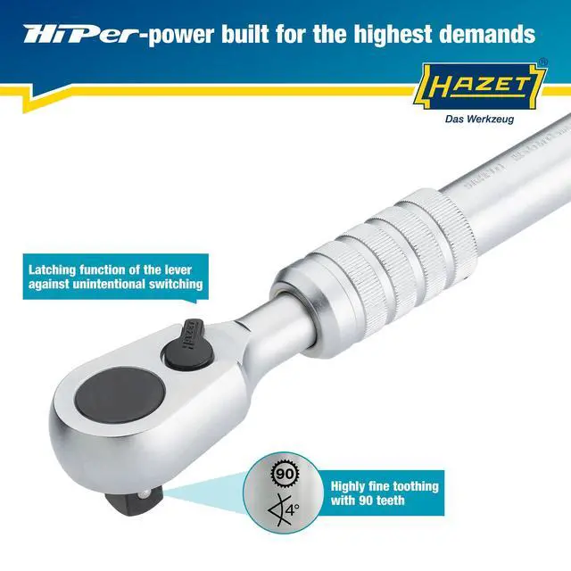 Alt view image 5 of 6 - Hiper Fine-Tooth Reversible Ratchet 916HPLG I 12.5 Mm (1/2 Inch) Square Drive, Small Operating Angle (4 Degrees), With Ball Lock I Extra Long Version, Infinitely Extendable