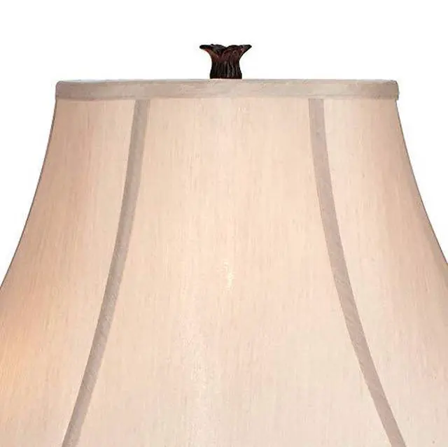 Alt view image 3 of 6 - Traditional Standing Floor Lamp Multi 4-Light 63" Tall Antique Bronze Copper Gold Tortoise Glass Font Fabric Bell Shade Candelabra Decor for Living Room Reading House Bedroom