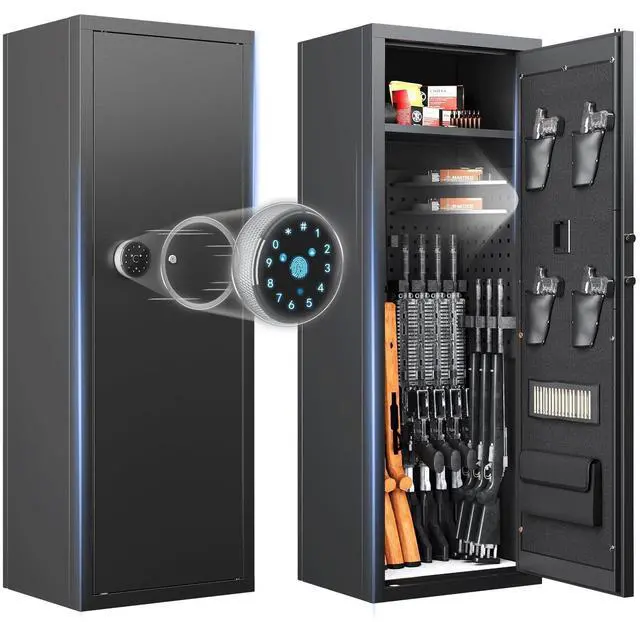 Main image of 12-15 Gun Safe, Gun Safe for Rifles and Pistols, Biometric Rifle Safe, Gun Cabinet with Adjustable Racks, Gun Safes for Rifles Storage for Living Room, Bedroom, Utility Room, Garage