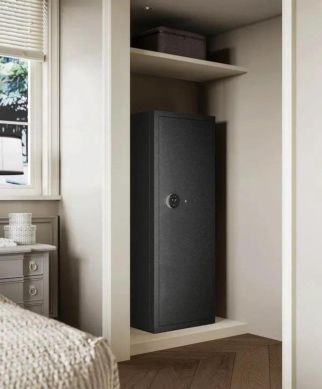 Alt view image 2 of 6 - 12-15 Gun Safe, Gun Safe for Rifles and Pistols, Biometric Rifle Safe, Gun Cabinet with Adjustable Racks, Gun Safes for Rifles Storage for Living Room, Bedroom, Utility Room, Garage
