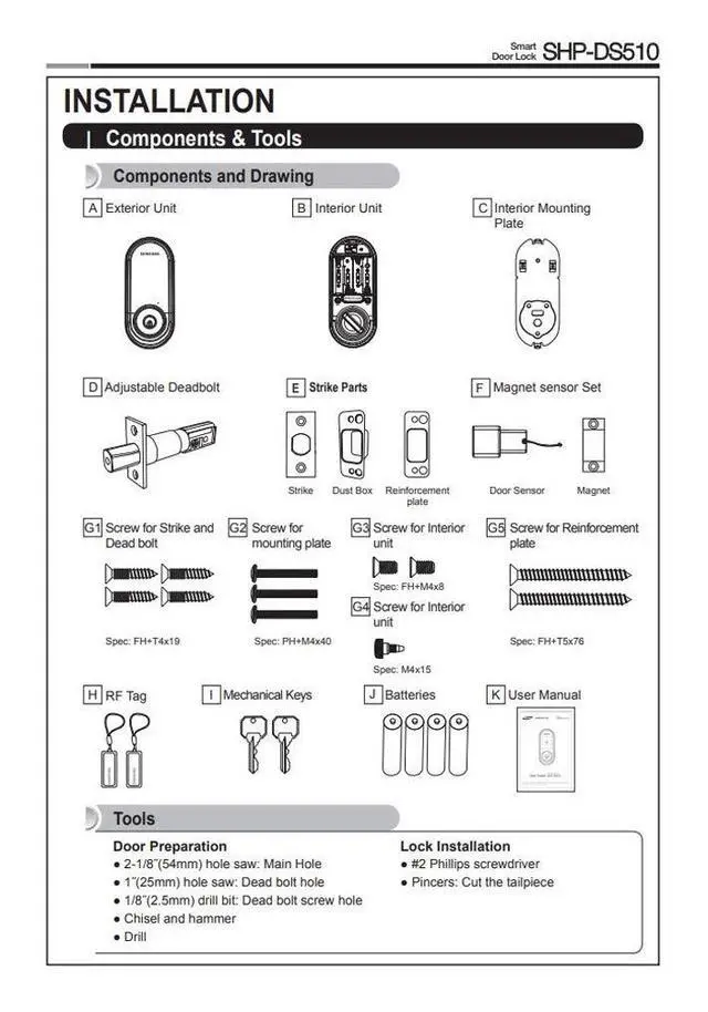 Alt view image 4 of 6 - SHP-DS510MK Digital Door Lock SHP-DS510 Black Keyless Electronic Deadbolt + Emergency Keys FIT Most Doors
