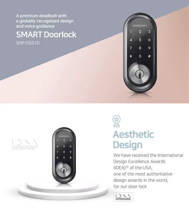 Alt view image 5 of 6 - SHP-DS510MK Digital Door Lock SHP-DS510 Black Keyless Electronic Deadbolt + Emergency Keys FIT Most Doors