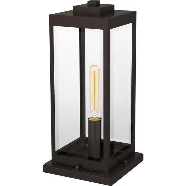 Alt view image 3 of 6 - Westover 19" Outdoor Pier Mount Light, 1-Light Western Bronze Pier Mount Lantern with Clear Glass, E26 Base, ETL Wet Rated