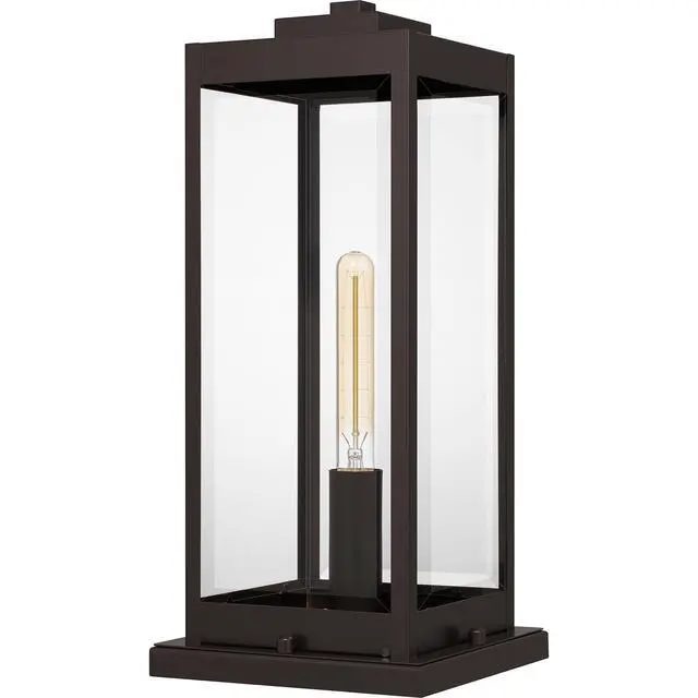 Alt view image 4 of 6 - Westover 19" Outdoor Pier Mount Light, 1-Light Western Bronze Pier Mount Lantern with Clear Glass, E26 Base, ETL Wet Rated