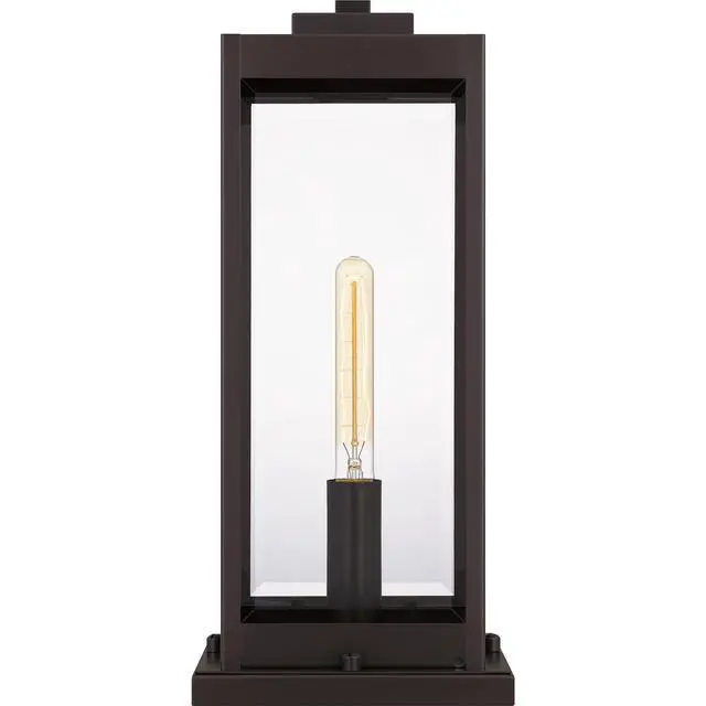 Alt view image 5 of 6 - Westover 19" Outdoor Pier Mount Light, 1-Light Western Bronze Pier Mount Lantern with Clear Glass, E26 Base, ETL Wet Rated
