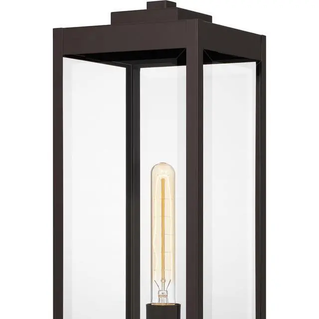 Alt view image 6 of 6 - Westover 19" Outdoor Pier Mount Light, 1-Light Western Bronze Pier Mount Lantern with Clear Glass, E26 Base, ETL Wet Rated