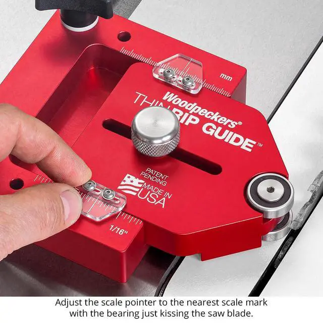 Alt view image 3 of 6 - ThinRip Guide, Thin Rip Jig for Quickly Cutting Safe Accurate + Repeatable Narrow Strips, Inch & Metric Scales, Table Saw Accessory, USA Made - TRG
