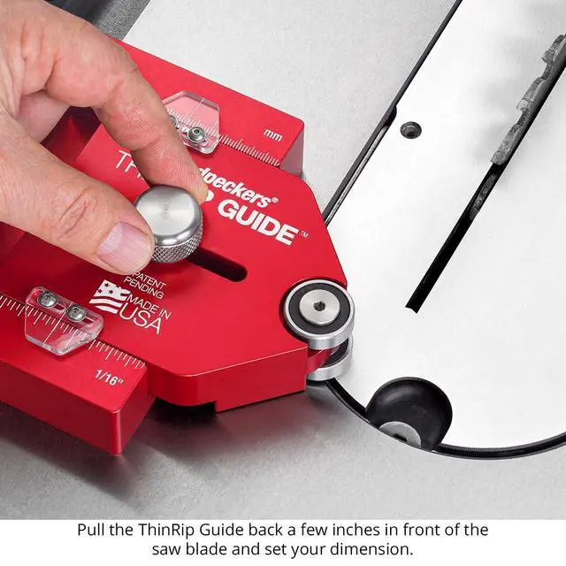 Alt view image 4 of 6 - ThinRip Guide, Thin Rip Jig for Quickly Cutting Safe Accurate + Repeatable Narrow Strips, Inch & Metric Scales, Table Saw Accessory, USA Made - TRG