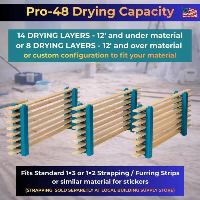 Alt view image 3 of 6 - 48 Paint Drying Rack for Trim & Siding Cabinet Door Drying Rack Stackable Rack No Tools or Fasteners Required Made in USA