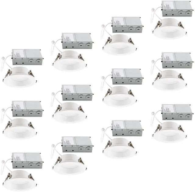 Main image of Builder Essential 5in 1,050 Lumens Round LED Recessed Light and Housing for Remodel or New Construction Regressed Trim 3-Power Modes 8W-10W-12W, 5-CCT 2700-3000-3500-4000-5000K in White (Pack of 12)