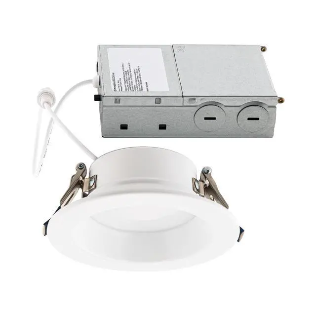 Alt view image 2 of 6 - Builder Essential 5in 1,050 Lumens Round LED Recessed Light and Housing for Remodel or New Construction Regressed Trim 3-Power Modes 8W-10W-12W, 5-CCT 2700-3000-3500-4000-5000K in White (Pack of 12)