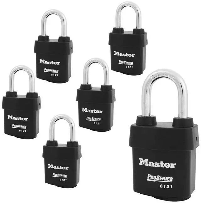 Main image of Six (6) High Security Pro Series Padlocks w/ 12 Keys, 6121NKALF-6 w/BumpStop Technology