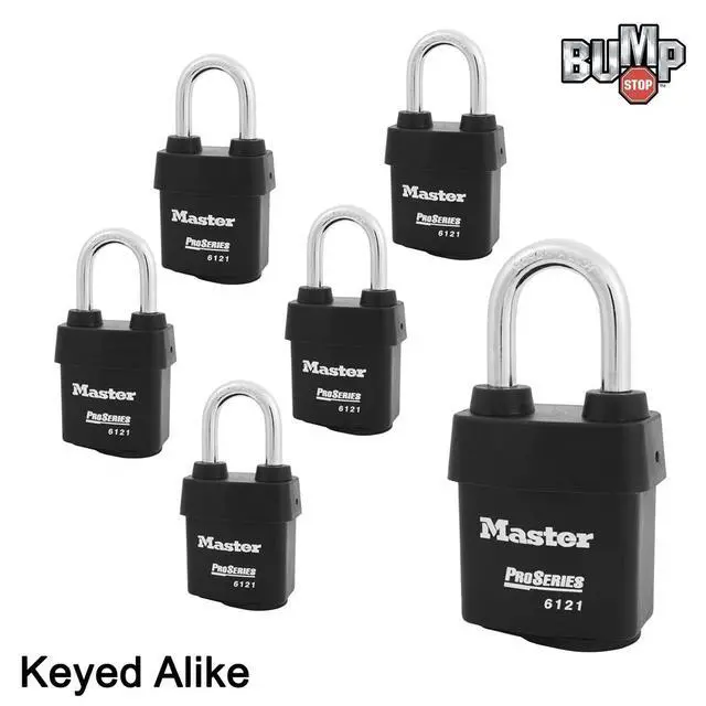 Alt view image 2 of 4 - Six (6) High Security Pro Series Padlocks w/ 12 Keys, 6121NKALF-6 w/BumpStop Technology