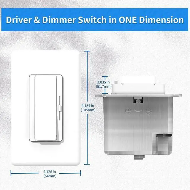 Alt view image 2 of 6 - 2 Pack Dimmer and Driver Switch in one, AC120V 96W ON/Off Output Voltage: 24V +/-0.5V, UL, FCC, CE Class 2 Driver and dimmer Switch 2 in 1, UL Listed, Class 2 (24V 96W)