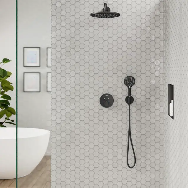 Alt view image 3 of 3 - FixFit S Handheld Shower Wall Outlet 1/2-inch Thread Connection in Matte Black, 26888671