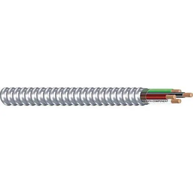 Main image of 6/3 Metal Clad (MC) Cable with Ground, Aluminum Armored, Stranded Copper Conductors (50Ft Cut)