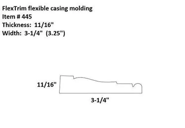 Alt view image 2 of 6 - #445 Flexible Casing Molding: 11/16" Thick x 3.25" Wide - for Gentle Arches, Curved Walls and Straight Runs (12' feet Long (144" Long))
