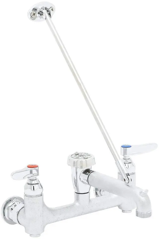 Main image of B-0665-BSTR, Wall Mounted Service Sink Faucet with Built-In Stops, Vacuum Breaker, and Support Rod, Rough Chrome