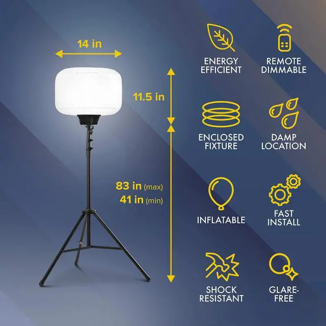 Alt view image 3 of 6 - SD-60W-KIT-G1 60 Watt Balloon Light Kit (w/LED Balloon Light Fixture, White Balloon Diffuser, 6.5ft Tripod, Carry Bags + Basic mounts)