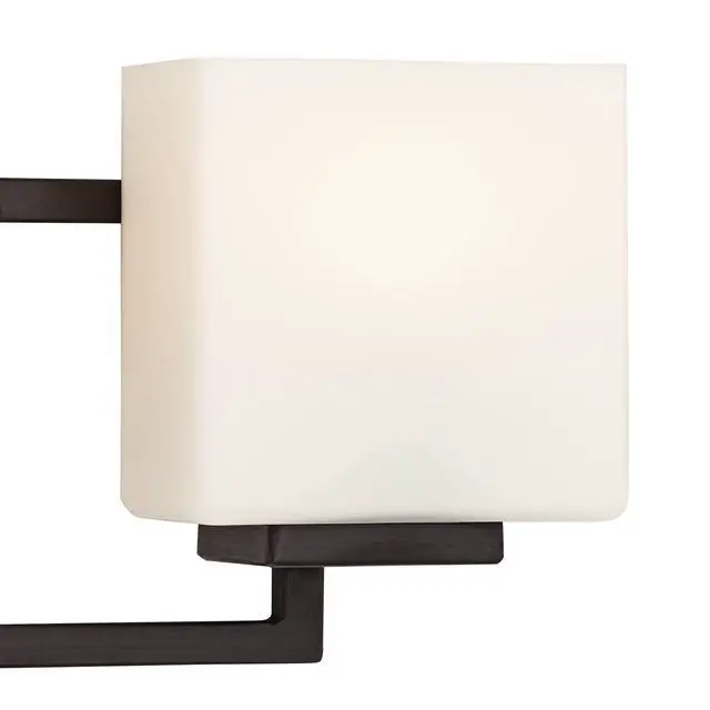 Alt view image 3 of 6 - Lighting on the Square Modern Wall Mount Light Bronze Metal Hardwired 21" Wide 3-Light Fixture Geometric Opal Glass Shades for Bathroom Vanity Mirror House Home Room Decor
