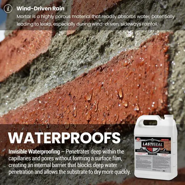 Alt view image 3 of 6 - LastiSeal Brick & Concrete Sealer Satin (5-gal) - Water-Based Penetrating Sealer for Brick, Concrete, Stone, & Porous Masonry - 15-Year Waterproofing, Low Gloss Sheen