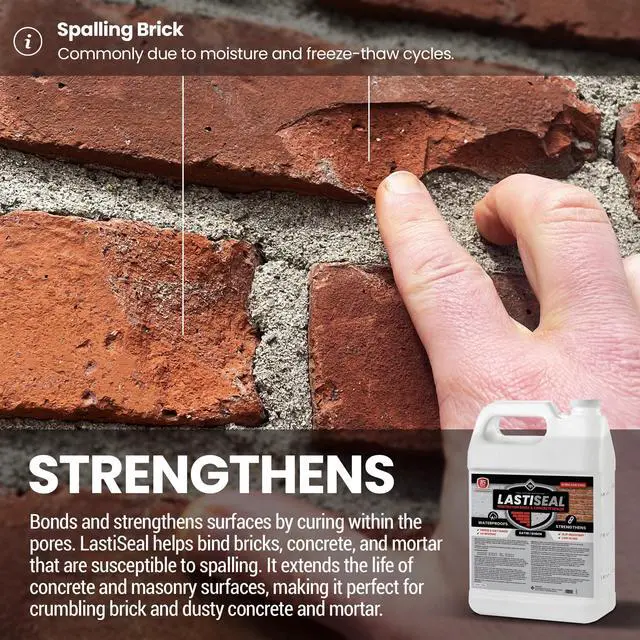 Alt view image 4 of 6 - LastiSeal Brick & Concrete Sealer Satin (5-gal) - Water-Based Penetrating Sealer for Brick, Concrete, Stone, & Porous Masonry - 15-Year Waterproofing, Low Gloss Sheen