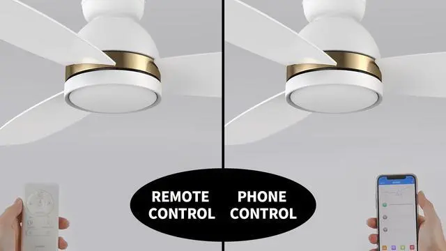Alt view image 6 of 6 - 52" Low Profile Ceiling Fan with Dimmable LED Light, Modern Ceiling Fan with reversible DC motor, Smart Ceiling Fan Controlled by APP, Remote, Google Home, Alexa and Siri Shortcut, White