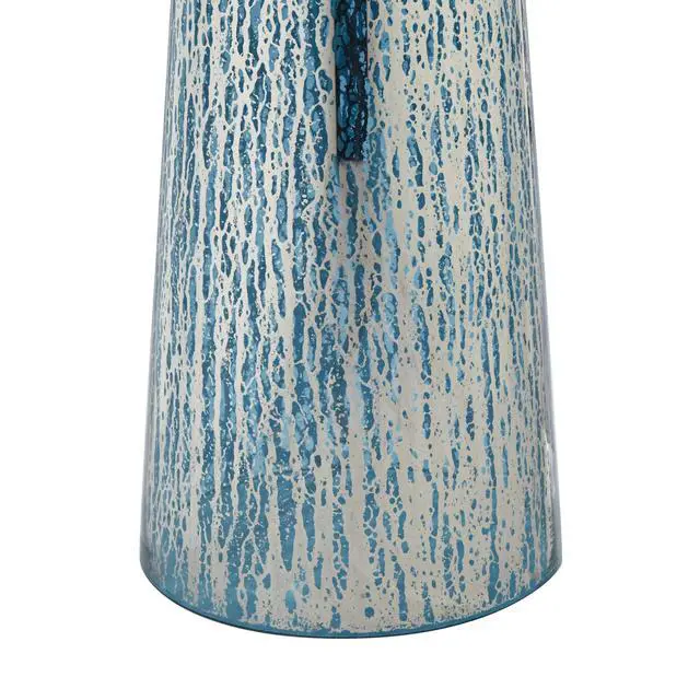 Alt view image 6 of 6 - Marcus Modern Coastal Table Lamp Hand-Applied 30" Tall Blue Mercury Glass Tapered Column White Drum Shade for Living Room Bedroom Beach House Bedside Home Office (Color May Vary)