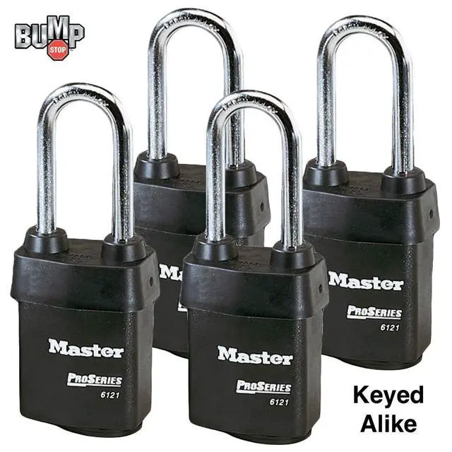 Alt view image 2 of 4 - Four (4) High Security Pro Series Padlocks w/8 Keys, 6121NKALJ-4 w/BumpStop Technology