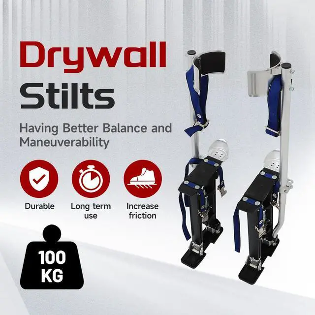 Alt view image 2 of 6 - 18-30 Inch Drywall Stilts Grade Adjustable Aluminum Tool Stilt for Painting or Cleaning - Black