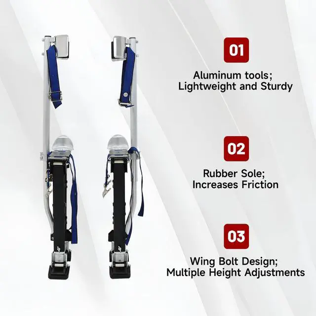 Alt view image 3 of 6 - 18-30 Inch Drywall Stilts Grade Adjustable Aluminum Tool Stilt for Painting or Cleaning - Black