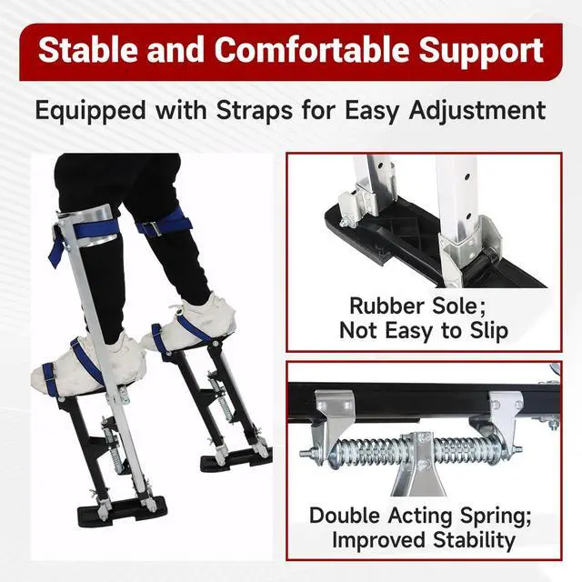 Alt view image 4 of 6 - 18-30 Inch Drywall Stilts Grade Adjustable Aluminum Tool Stilt for Painting or Cleaning - Black