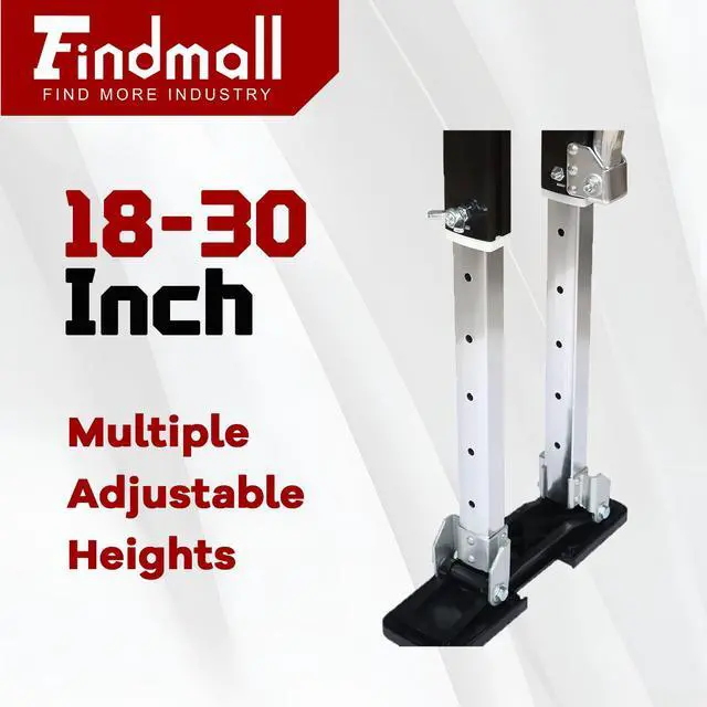 Alt view image 5 of 6 - 18-30 Inch Drywall Stilts Grade Adjustable Aluminum Tool Stilt for Painting or Cleaning - Black