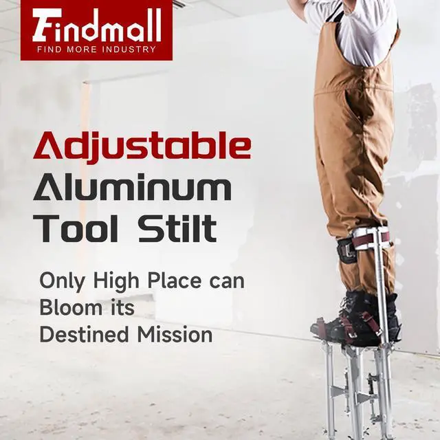 Alt view image 6 of 6 - 18-30 Inch Drywall Stilts Grade Adjustable Aluminum Tool Stilt for Painting or Cleaning - Black