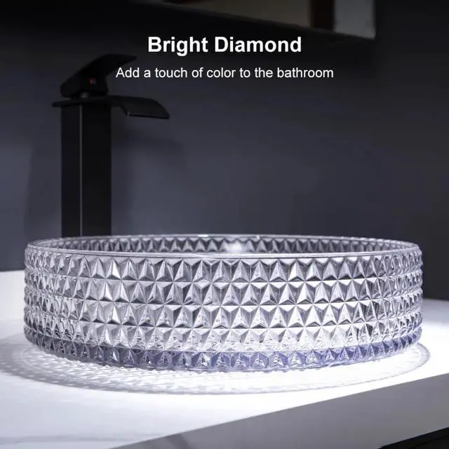 Alt view image 3 of 6 - Glass Vessel Sink,Bathroom Round Vanity Wash Sink Above Counter