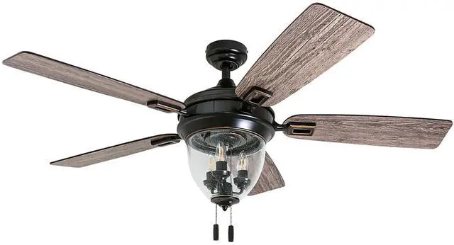 Main image of Ceiling Fans Glencrest, 52 Inch Indoor Outdoor LED Ceiling Fan with Light, Pull Chain, Dual Mounting Options, ETL Damp Rated, Dual Finish Blades, Reversible Motor - 50615-01 (Bronze)