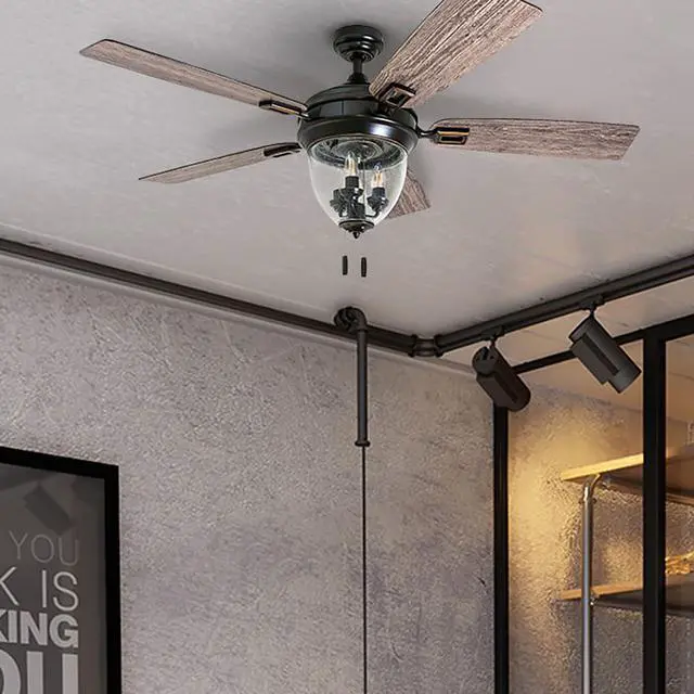 Alt view image 6 of 6 - Ceiling Fans Glencrest, 52 Inch Indoor Outdoor LED Ceiling Fan with Light, Pull Chain, Dual Mounting Options, ETL Damp Rated, Dual Finish Blades, Reversible Motor - 50615-01 (Bronze)