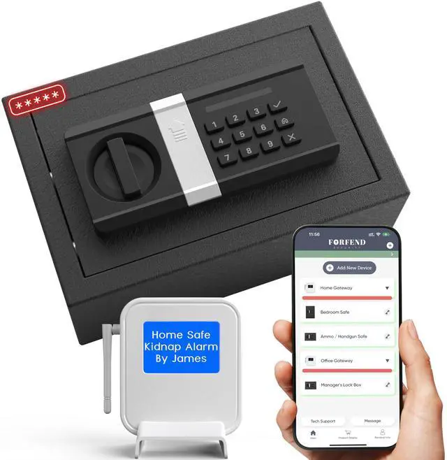 Main image of FORFEND Smart Home Safes | WiFi Safe Box App Unlock/Alarm | Voice Control, Kidnap SOS Alarm, Tamper Detect, Frozen Mode | Money Security Lockbox History Track | Digital Caja Fuerte Remote Live Monitor