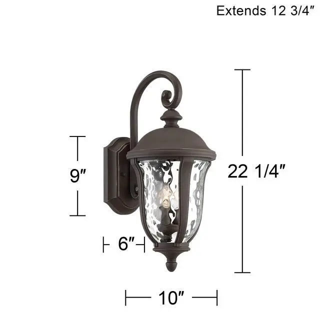 Alt view image 4 of 6 - Park Sienna Vintage Outdoor Wall Light Fixture Bronze 22 1/4" Clear Hammered Glass Downbridge for Exterior House Porch Patio Outside Deck Garage Yard Front Door Garden Home
