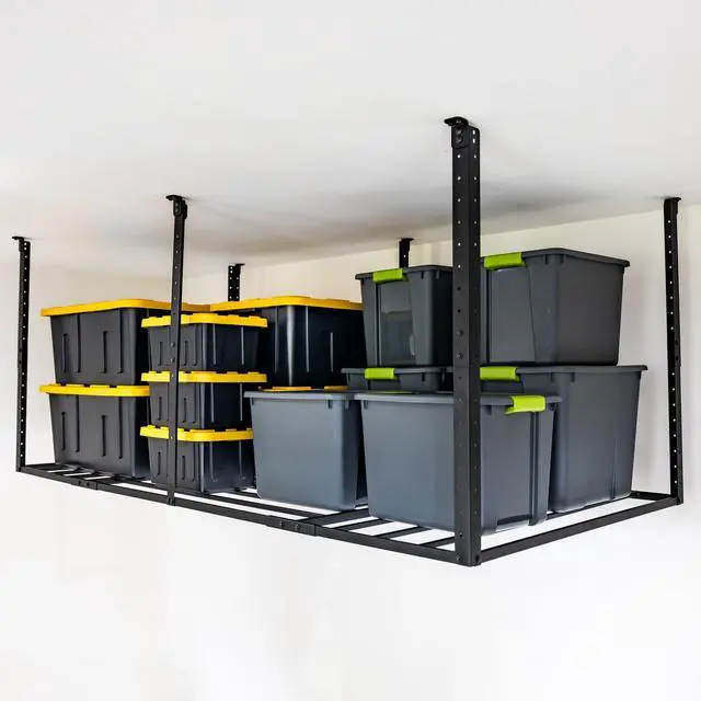 Main image of 4 x 8 Overhead Garage Storage Rack, Ceiling Shelf Overhead Organization, Heavy Duty Steel Platform Holds 700 lbs, 96 in. x 48 in. x 40 in