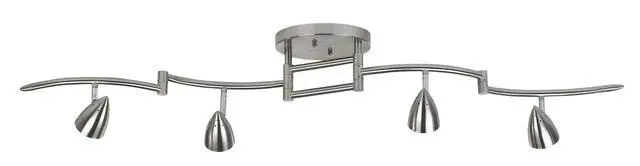 Alt view image 2 of 6 - Axel 4-Head LED Ceiling Track Light Fixture Kit Swing Arm Spot-Light GU10 Directional Silver Brushed Nickel Finish Metal Modern Kitchen Bathroom Living Room Dining Hallway 49" Wide