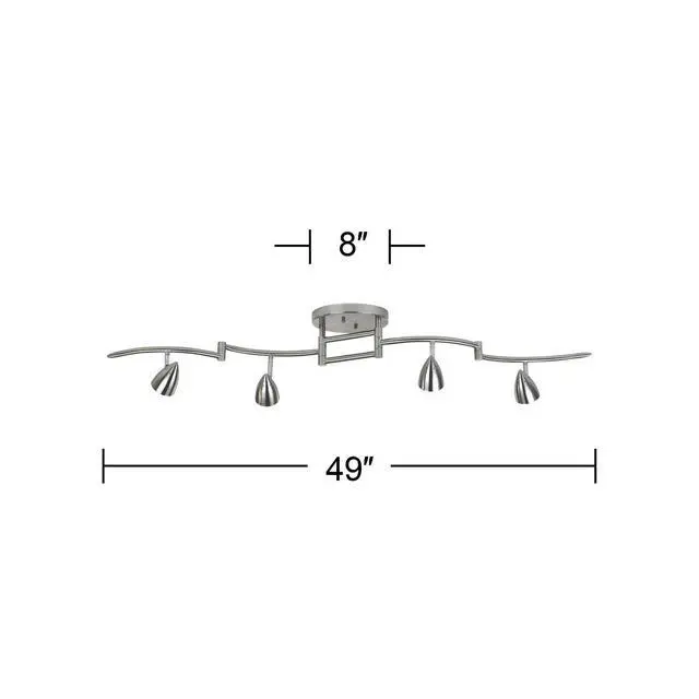 Alt view image 4 of 6 - Axel 4-Head LED Ceiling Track Light Fixture Kit Swing Arm Spot-Light GU10 Directional Silver Brushed Nickel Finish Metal Modern Kitchen Bathroom Living Room Dining Hallway 49" Wide