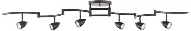 Alt view image 2 of 6 - Heavy Duty Axel 6-Head LED Ceiling Track Light Fixture Kit Spot-Light GU10 Dimmable Black Metal Farmhouse Rustic Industrial Large Kitchen Bathroom Living Room Dining Hallway 72" Wide