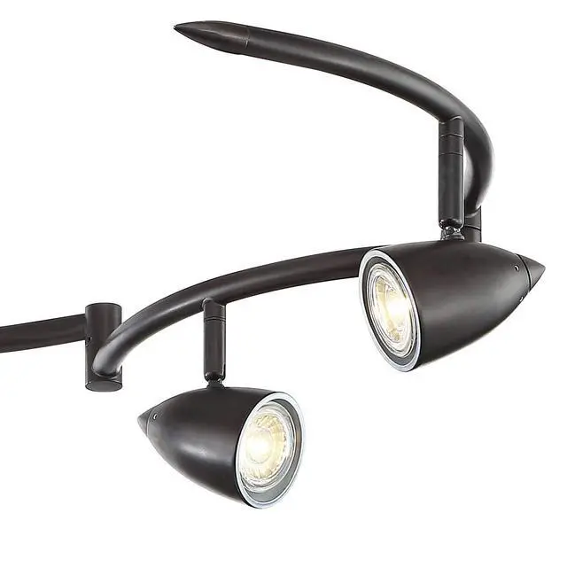 Alt view image 3 of 6 - Heavy Duty Axel 6-Head LED Ceiling Track Light Fixture Kit Spot-Light GU10 Dimmable Black Metal Farmhouse Rustic Industrial Large Kitchen Bathroom Living Room Dining Hallway 72" Wide