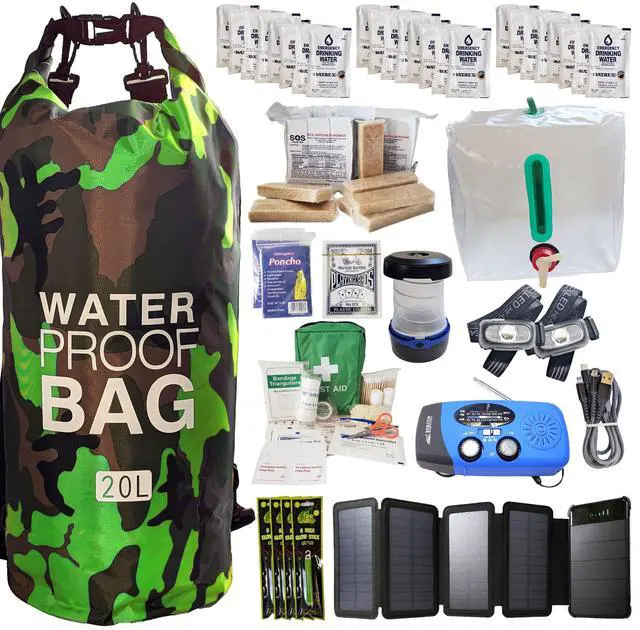 Main image of Pre-Packed Hurricane Kit - Comprehensive Hurricane Preparedness Items - Essential Hurricane Supplies - Complete Hurricane Supply List in a Waterproof Bag for 2 People