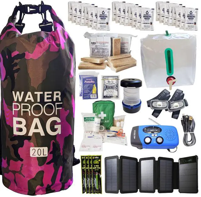 Main image of Pre-Packed Hurricane Kit - Comprehensive Hurricane Preparedness Items - Essential Hurricane Supplies - Complete Hurricane Supply List in a Waterproof Bag for 2 People